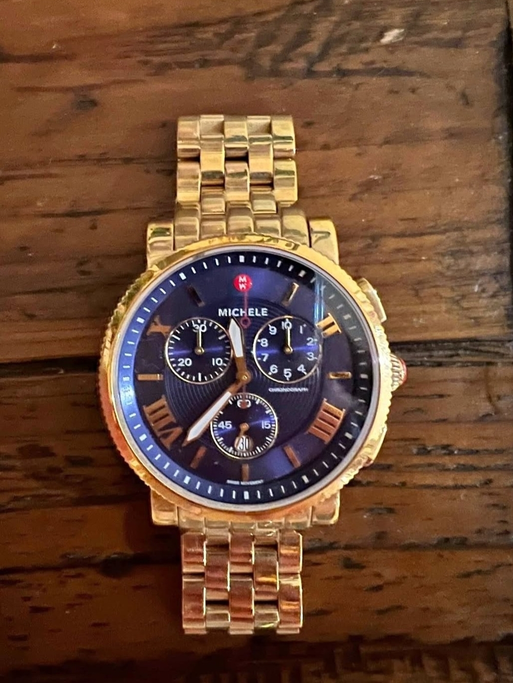 Michele Gold-Tone Sport Sail Chronograph Watch - Blue Dial